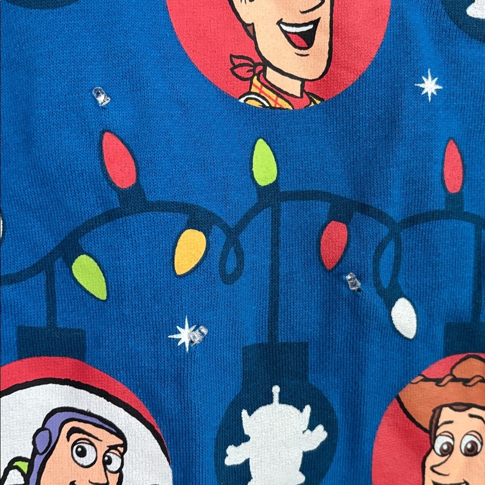 Disney Store Blue Toy Story Light-Up Holiday Christmas Crew Sweatshirt XL - Picture 2 of 11